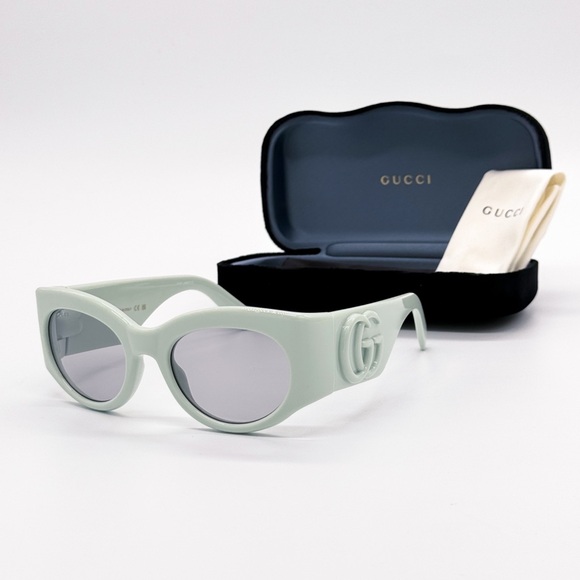 NEW GUCCI GG1544S 003 OVAL GREEN GREY WOMEN SUNGLASSES GUCCI - Picture 2 of 11
